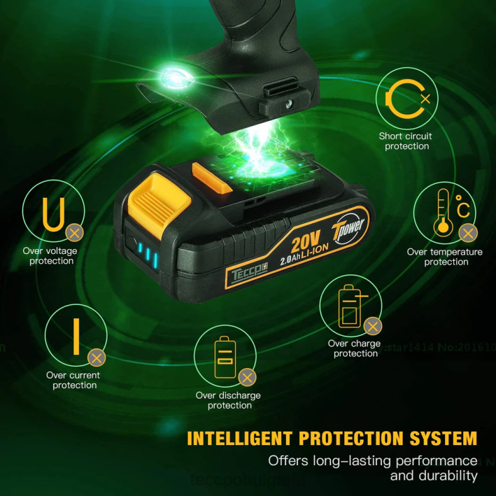 624Z66 TECCPO 20/18v max 2.0ah литиево-йонна акумулаторна батерия за всички 20/18v безжични електрически инструменти - zpk18hs2000 аксесоари